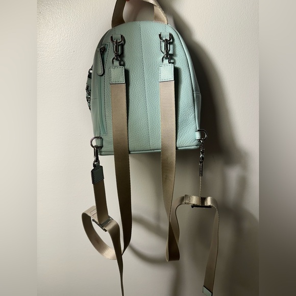 Michael Kors Slater XS Convertible Backpack Baby Blue Silver Mini Chain School - Picture 4 of 11